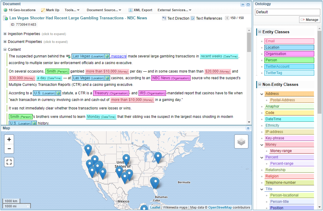 Sintelix geolocation analysis with extracted text