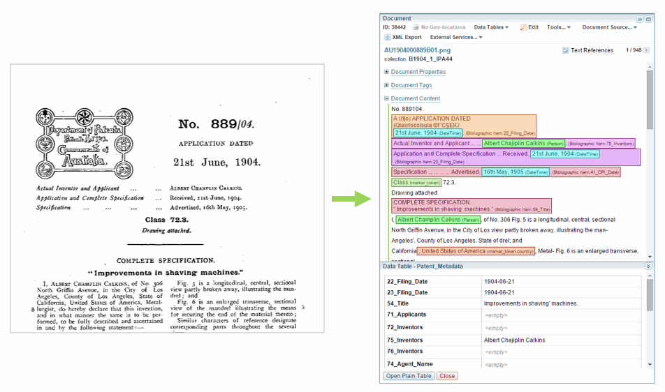 Extracting text from patents