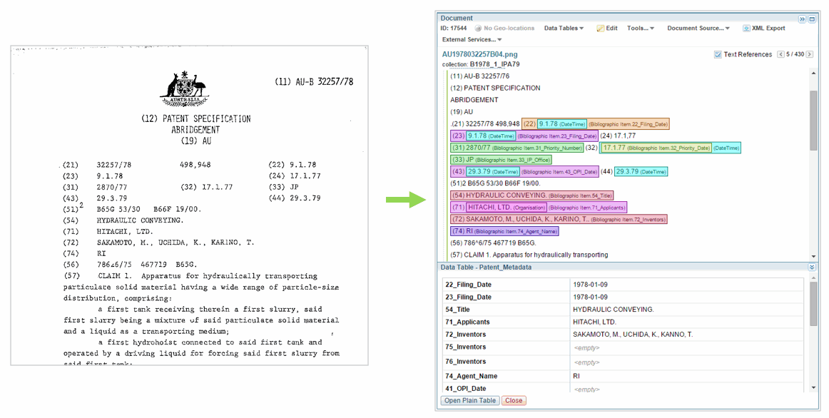 Extracting text from patents