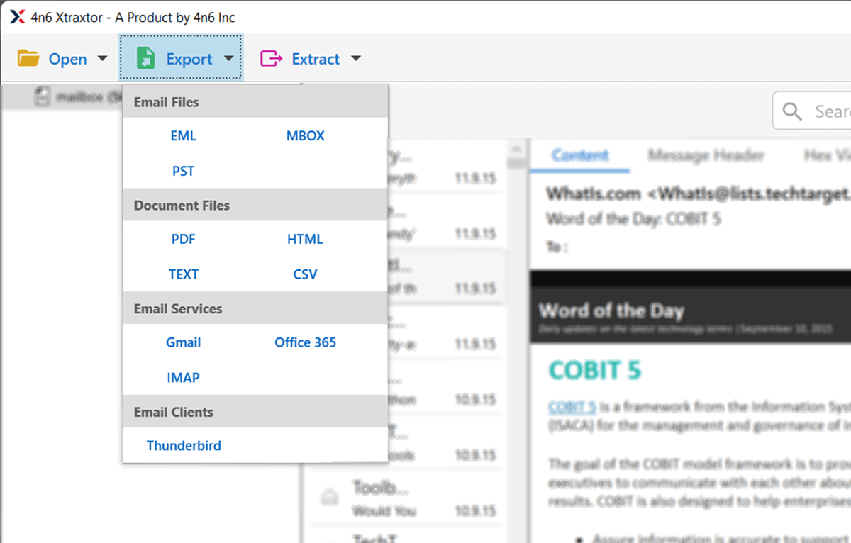 Xtractor feature export Xtractor feature export