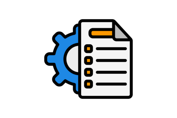 Settings cog and a document