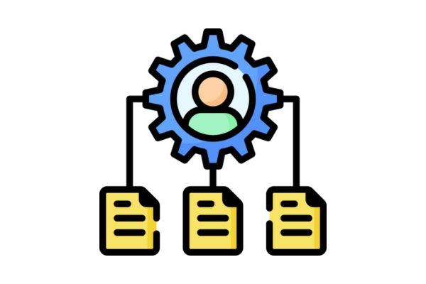 Settings cog and 3 documents