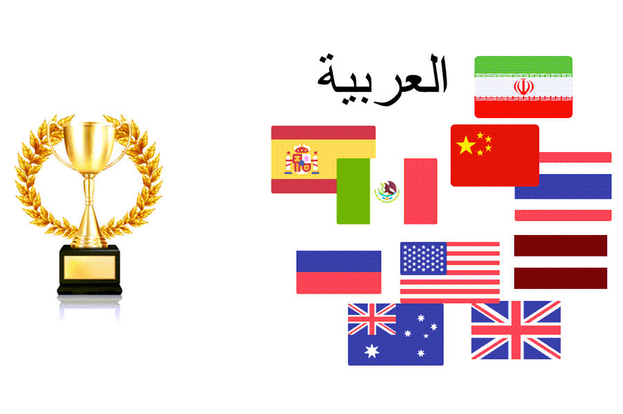 trophy with a selection of national flags