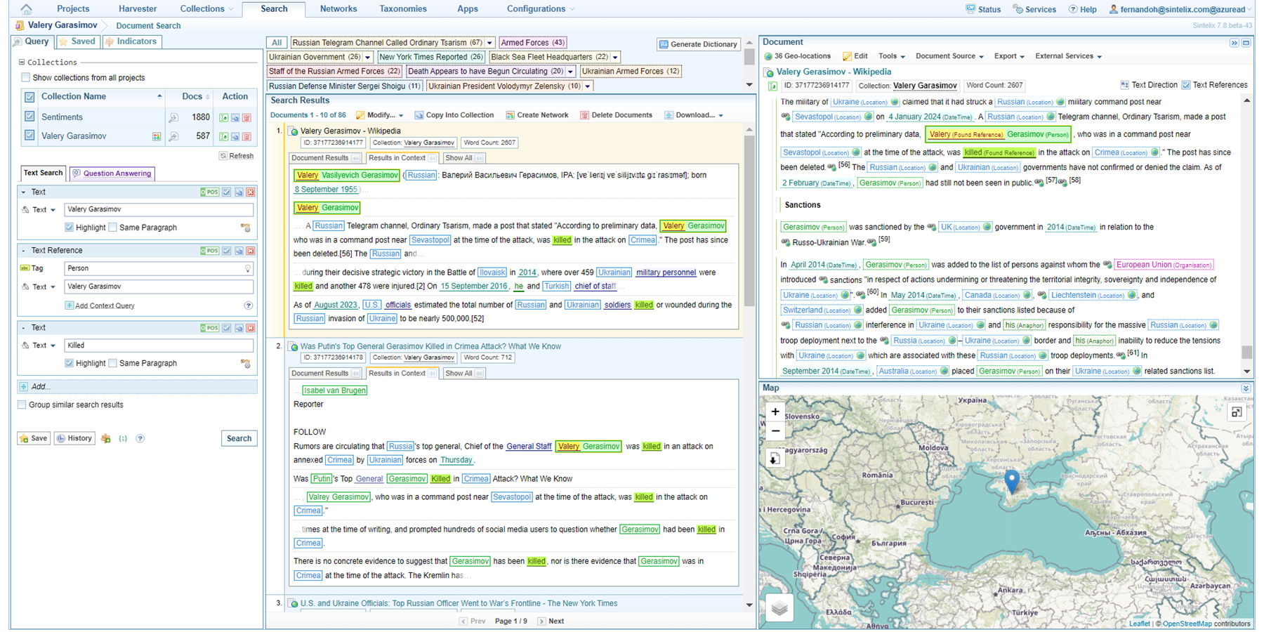 Analysing documents using Sintelix