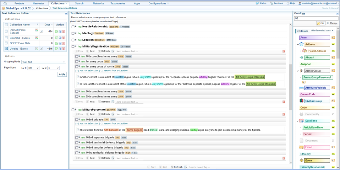 Text reference refinement with Sintelix