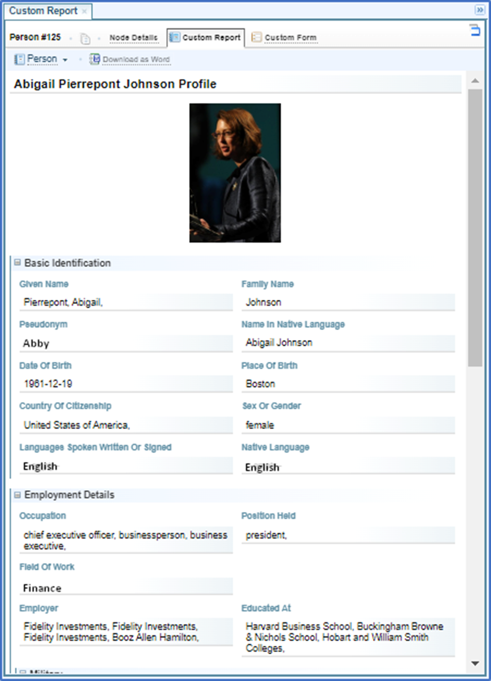 Sintelix person report